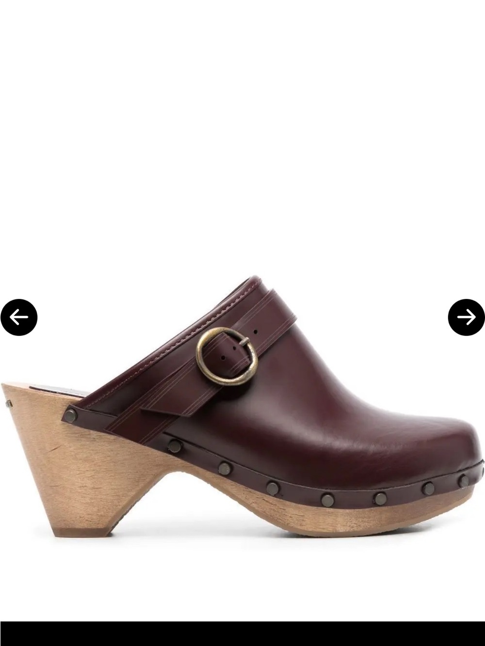 Isabel Marant Burgundy Leather Clog Mule with Brass Buckle